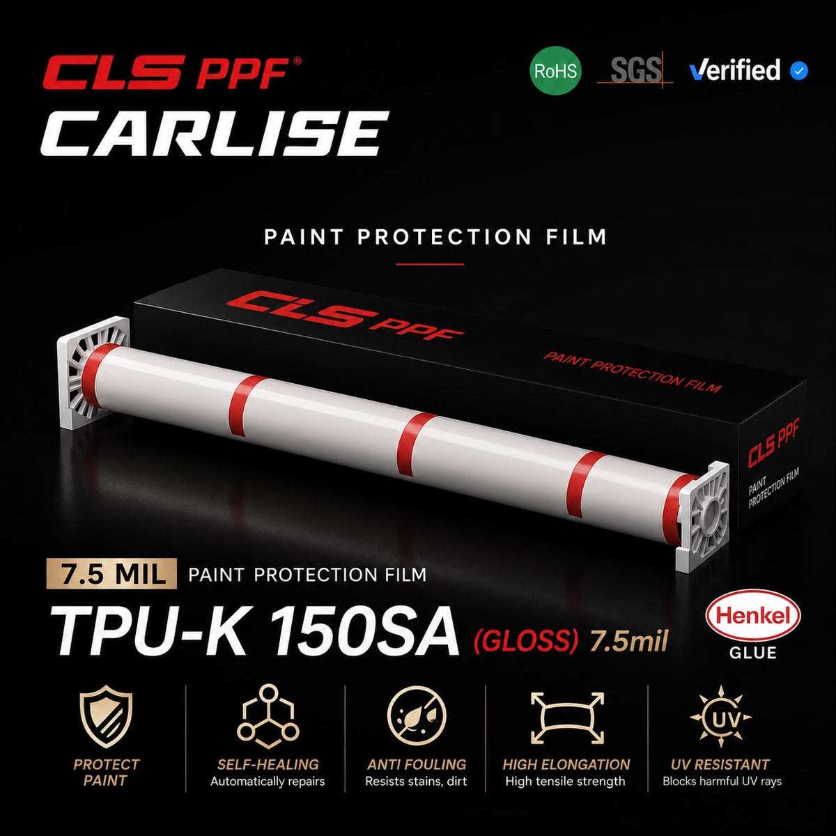 Carlise CLS PPF TPU-K 150SA Gloss 7.5 Mil Paint Protection Film |8-Year Manufacturer's Warranty